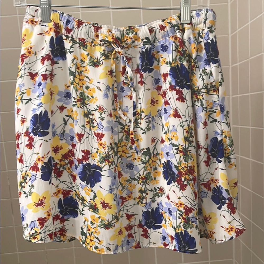 Banana Republic Yellow Floral Print Skirt with Drawstring